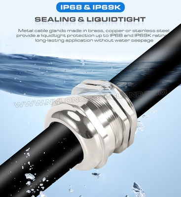 Nickel-Plated Brass M20 Metric Cable Gland, IP68 Adjustable Waterproof Cable Connector for 6-12mm Cable