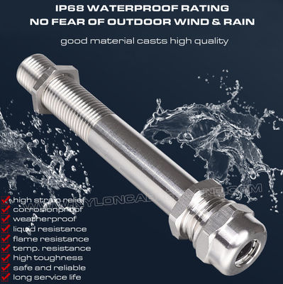 Metal Cable Gland Long Thread IP68, 304/316 Stainless Steel PG & Metric Cable Glands Extra Long (Ultra Long) Thread
