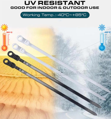 Mountable Head Nylon 6.6 Cable Tie 300mm x 7.6, Plastic Cable Tie 120 lbs with Screw Hole for Indoor & Outdoor