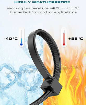 UV Resistant Black Polyamide 6.6 Cable Tie Plastic Zip Tie 200mm x 4.8 (22kgs, 50lbs) for high UV Environments