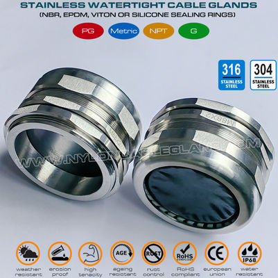 304 Stainless Steel Waterproof Cable Gland, 65~70mm Adjustable 316 Stainless Steel M88x2 Metric Cable Gland Connector IP68 for Large Cables
