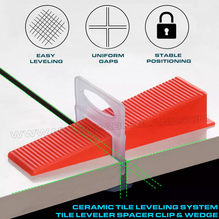 Plastic Tile Leveling System White Tile Leveling Spacer Clip 1.5mm (1/16") with Plier & Wedge, 500 pcs/bag, fit for 3-12mm Thick Tiles
