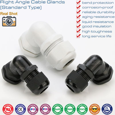 Ốc siết cáp điện NPT góc phải 90 độ, Ốc xiết cáp nhựa khuỷu tay 90°, Ốc kẹp dây cáp điện chống nước IP68