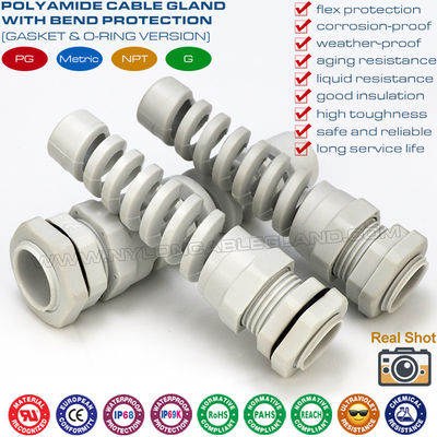 Ốc siết cáp nhựa PG chống xoắn, đầu nối cáp xoắn ốc nylon PG7~PG21 chống uốn cong
