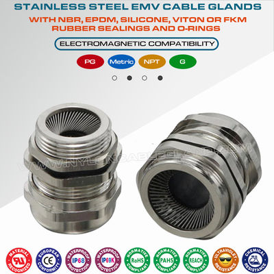 Ốc siết cố định cáp điện EMC/EMV dành cho cáp có màn chắn, ren PG, thép không gỉ SS304, SS316 và SS316L