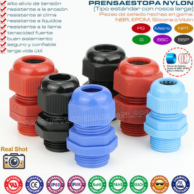 Ốc siết cáp polyme polyamide chống nước IP68 thân thiện với môi trường M12-M75 với ren hệ mét mở rộng