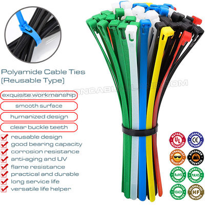Dây buộc cáp có thể tái sử dụng 7,6x200mm, buộc dây cáp có thể tháo rời bằng nylon PA66 (50lbs) để quản lý dây