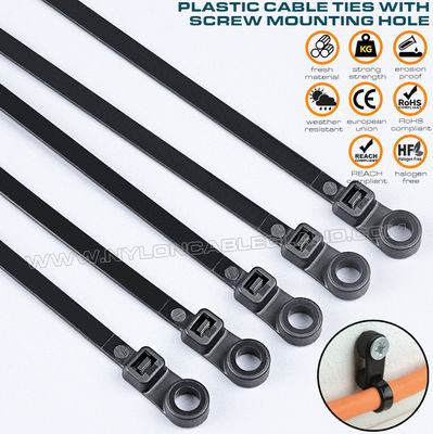 Dây buộc cáp Nylon (PA)6.6 có lỗ lắp tròn 300mm x 4.8, dây thít nhựa lắp vít (50lbs) dây rút cáp có thể lắp để treo đồ vật