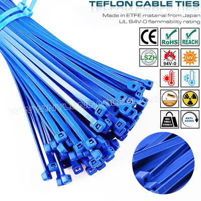 Dây rút ETFE màu xanh dương 3.6x200mm, Chống cháy 94V-0 Teflon, Chịu nhiệt Tefzel cho môi trường khắc nghiệt