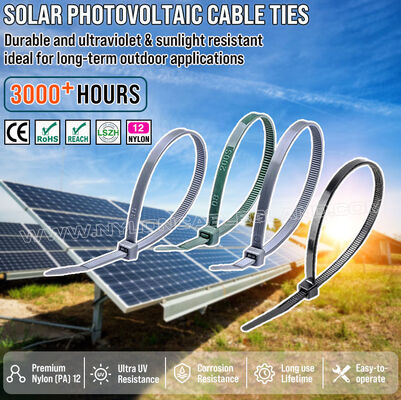 Dây thít nylon 12 (PA 12) buộc cáp chống tia UV 300mm x 4,8 (Ø 3-80 mm), khả năng kháng hóa chất và chống ăn mòn bởi muối tuyệt vời, dành cho ngành công nghiệp điện mặt trời