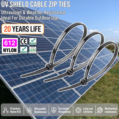 Dây buộc cáp Nylon 612 (Polyamide 612) chống tia UV 200 mm x 4,8 (Ø 3-50 mm), chống thời tiết và chống ăn mòn, dùng cho lắp đặt hệ thống năng lượng mặt trời