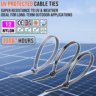 Dây rút buộc cáp nylon 12 (polyamide 12 / PA 12) chống tia UV 300 mm x 3.6, khả năng chịu thời tiết cực tốt, dành cho các ứng dụng ngoài trời dài hạn