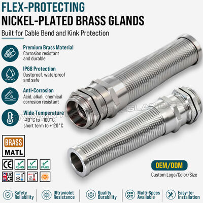 Vòng xoắn ốc dây cáp kim loại, kim loại bọc đồng với giảm căng, PG13.5 (Ø 6-12 mm), DIN 40430/EN 62444, để bảo vệ sự uốn cong của cáp