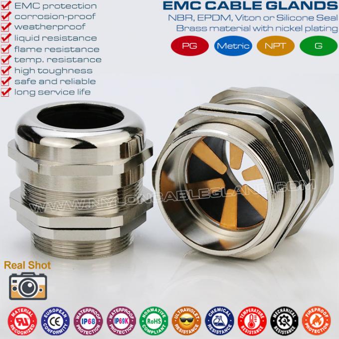 Ốc siết cáp bằng đồng EMV (EMI, EMC) có ren PG & hệ mét để chống nhiễu điện từ