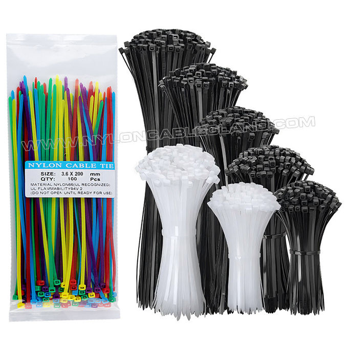 Dây buộc cáp dây đeo cáp cable ties 200mmx3.6 dây rút dây thít nhựa, Ø3~50mm có thể điều chỉnh bằng dây thít cáp nylon 66 (40lbs/18kgs) dùng ngoài trời