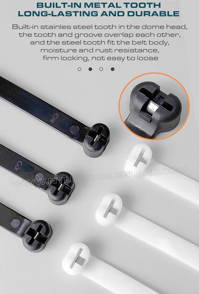 Dây rút cáp nylon có ngạnh kim loại 400mm x 8mm, độ bền kéo 112 lbs (550N), dùng cho đóng tàu biển