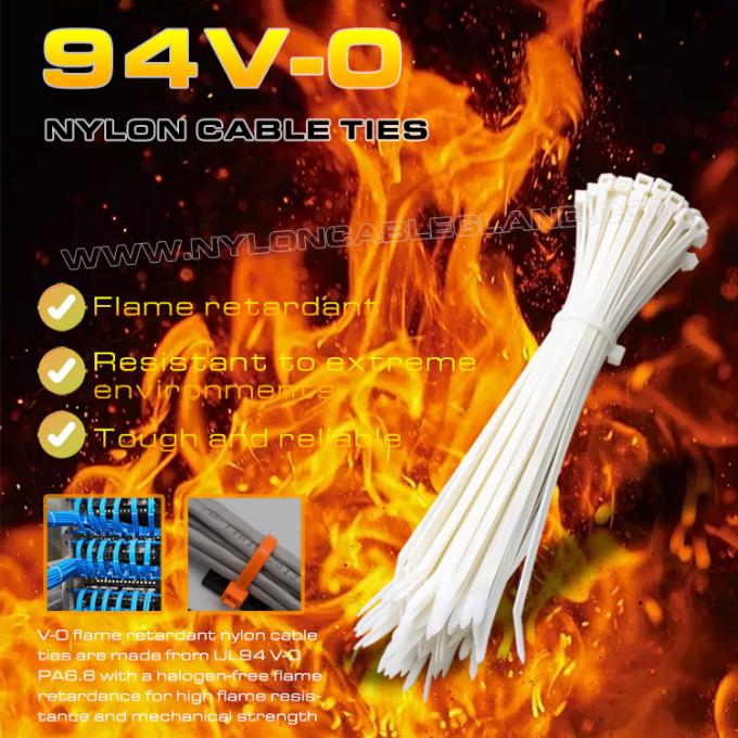 Dây buộc cáp nylon 94V-0 6.6 150x3.6mm, dây thít cáp polyamide 6.6 chống cháy có thể điều chỉnh đường kính Ø3~35mm dùng cho các ứng dụng chống cháy